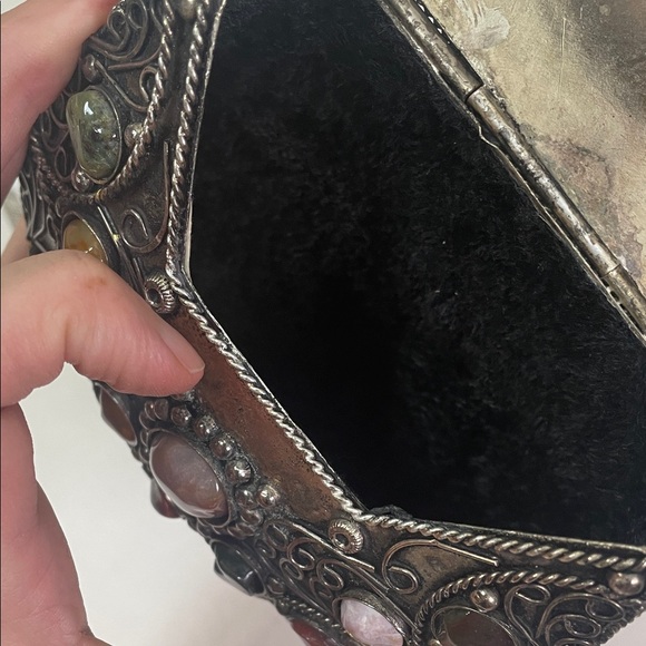 Vintage Sajai inlaid natural agate stones gems Multi-Color Stone Embellished Bag - Picture 4 of 17